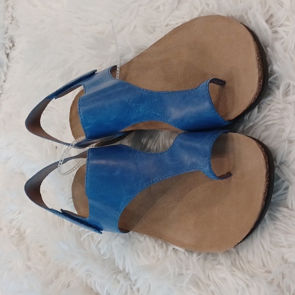 Dansko Reece Waxy Burnished Blue Leather Sandals Cork Footbed NEW SZ EU 40 - Picture 15 of 16
